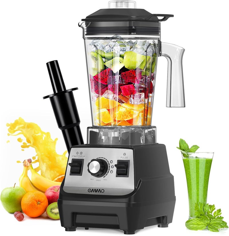 OMMO Blender 1800W, Professional High Speed Countertop Blender with Stainless Steel Blades, 60oz BPA Free Jar for Shakes and Smoothies, Ice and Fruits, Dishwasher Safe - Image 1